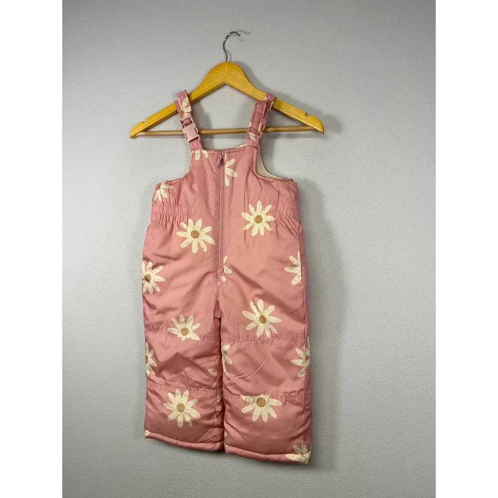 Floral Outdoor Carter's Kids 2T Pink Daisy Print Insulated Snow Bib‎ Overalls